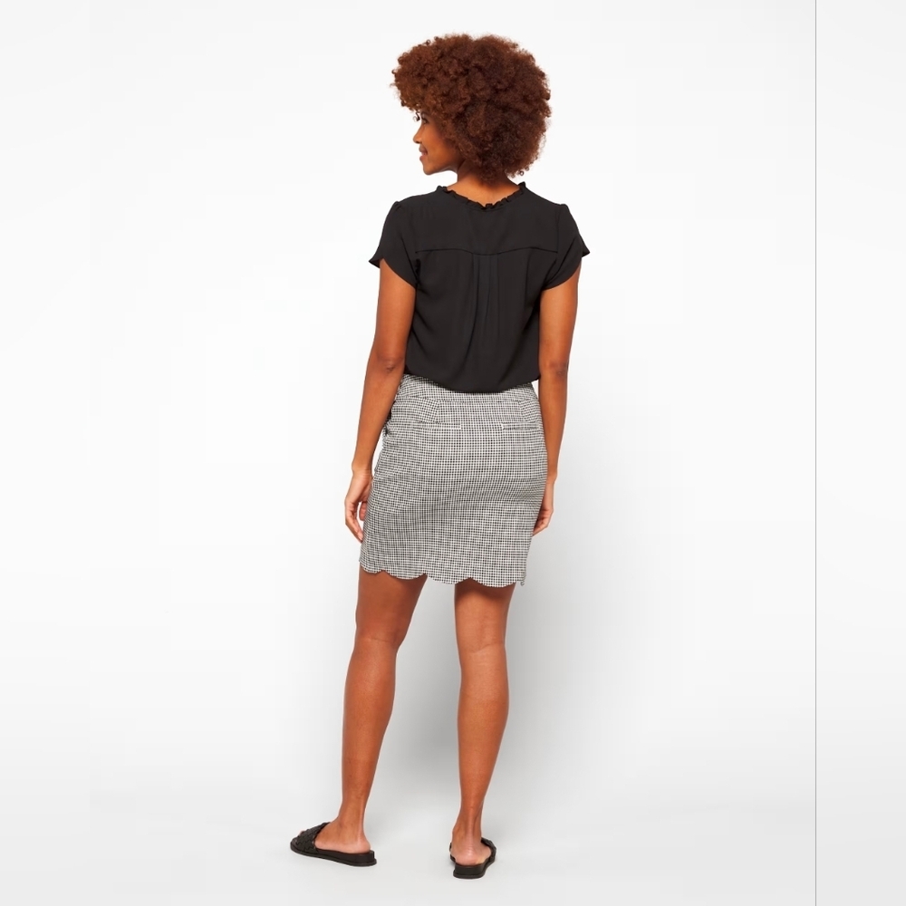 Tribal Scalloped Hem Gingham Plaid Skort - Picture 2 of 6